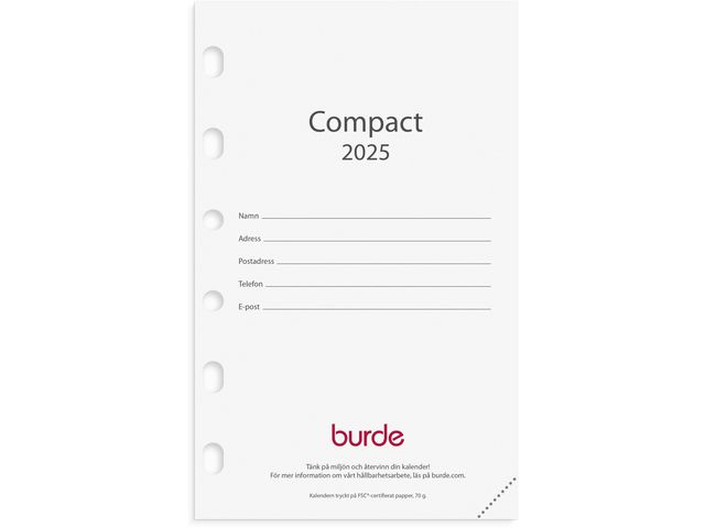 Burde Kalender 2025 Compact kalendersats, st