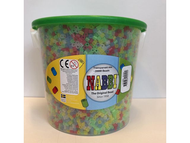 Nabbipärlor transparenta mixade färger, fp om 20000 st