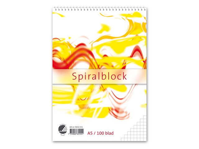 Spiralblock A5 60g 100 blad rutat, st