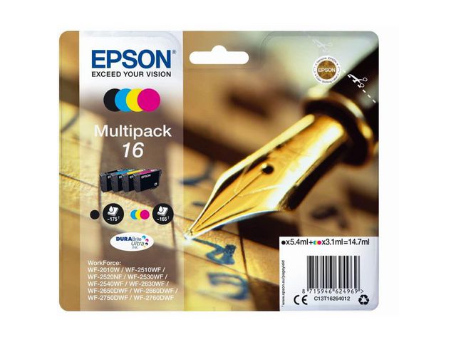 Epson Bläckpatron C13T16264012 BK/C/M/Y, fp om 4 st