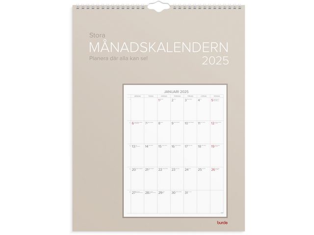 Burde Väggkalender 2025 Stora Månadskalendern, st