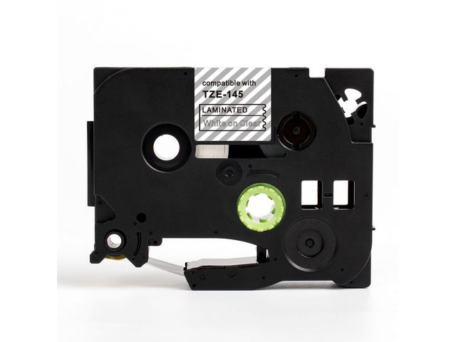 Tape 18mm TZe-145 Vit på Klar, st