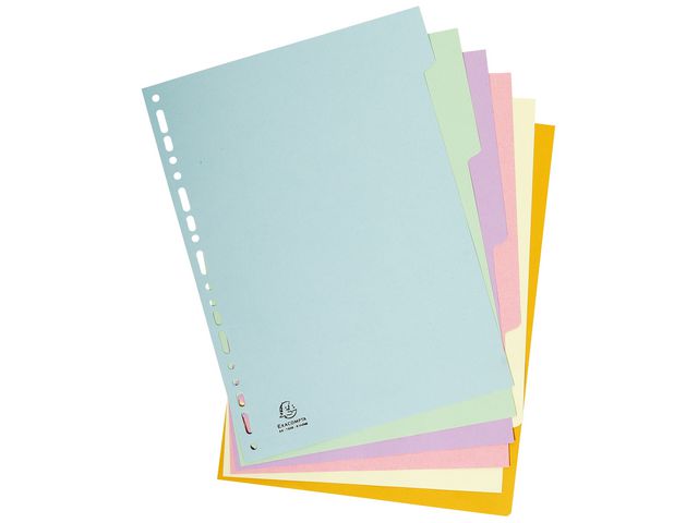 Exacompta Tom avdelare, Forever®, presspan, 6 delar, A4, olika pastellfärger, st