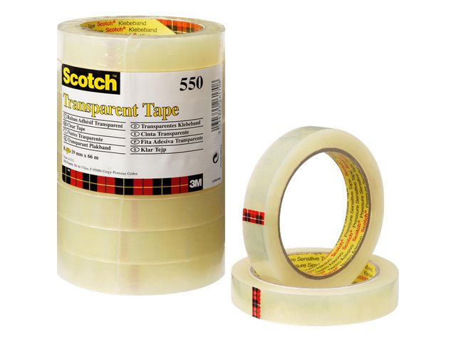 Scotch® Kontorstejp 550 transparent 66mx19mm, rulle om 66 m