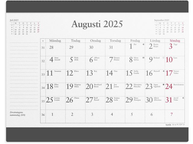 Burde Kalender 2025 Musmatta månadsblock, st