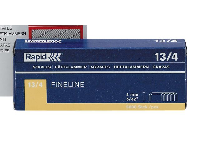 Rapid Häftklammer High Performance™ No. 13 fintrådiga klamrar, 4 mm benlängd, galvaniserat stål, fp om 5000 st