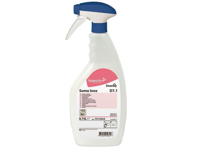 Diversey Stålglans Inox D7.1, polermedel för rostfritt stål, sprejflaska 750ml, flaska om 750 ml