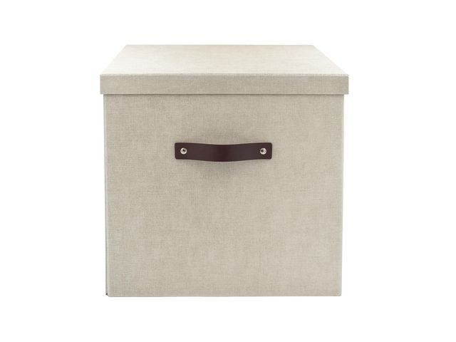 Bigso Box Förvaringsbox med lock kartong stor linne, st