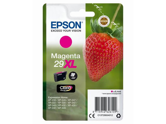 Epson Bläckpatron, 29XL, C13T29934012, Strawberry, Claria Home-bläck, magenta, singelförpackning, hög kapacitet, st