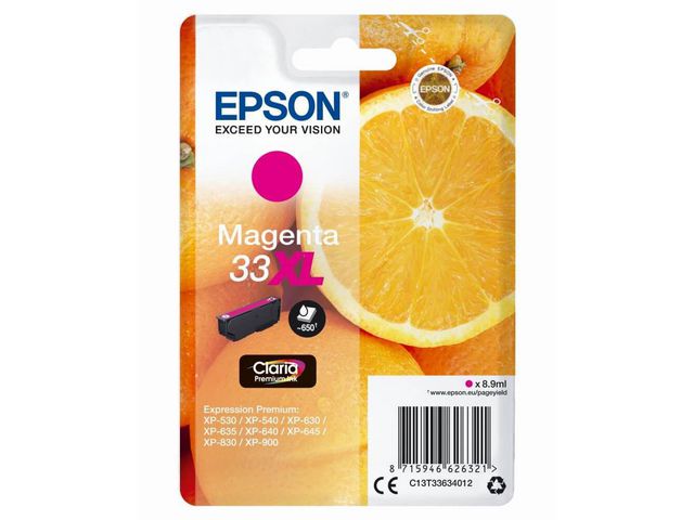 Epson Bläckpatron 33XL, C13T33634012, Orange, Claria Premium-bläck, magenta, singelförpackning, st