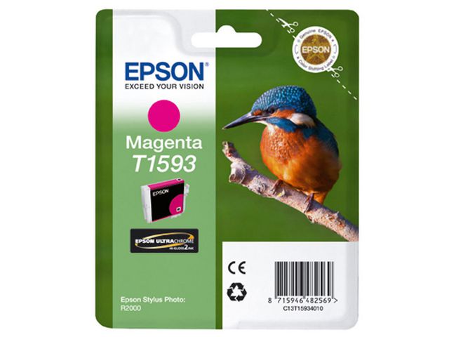 Epson Bläckpatron, Kingfisher, T1593, Ultra Chrome HI Gloss 2, magenta, singelförpackning, C13T15934010, st