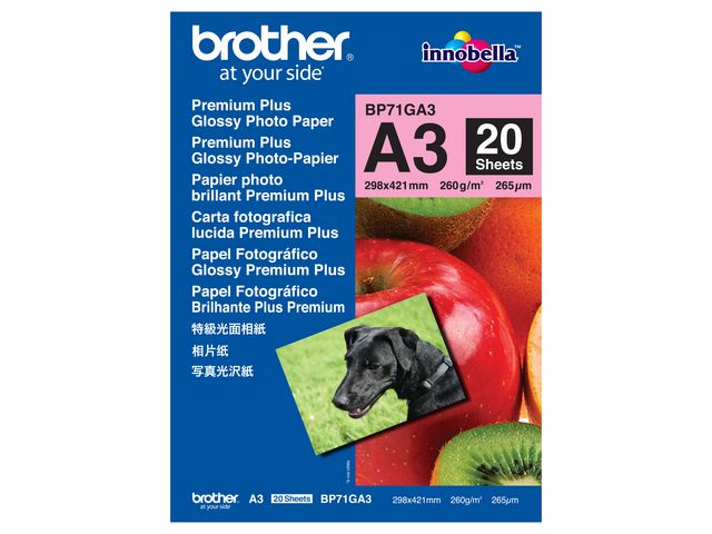 Brother A3-fotopapper för bläckstråleskrivare, 260 g/m2, vitt, fp om 20 blad