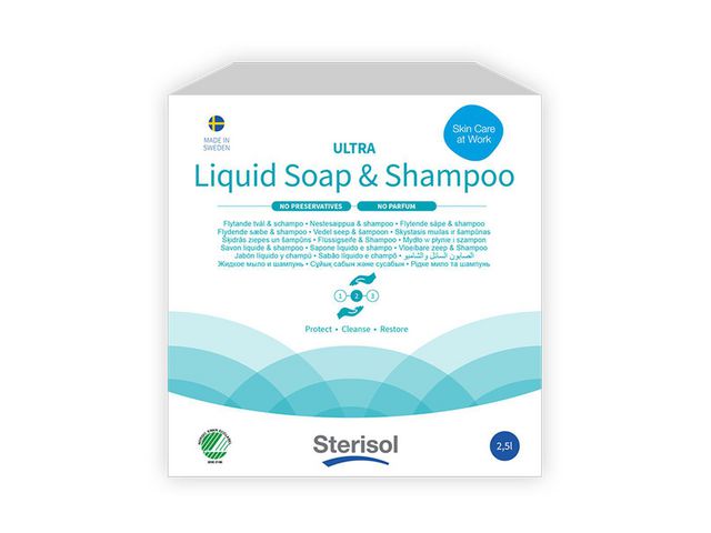Sterisol Tvål ULTRA oparfymerad 2,5L, fp om 2 st