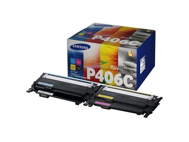Samsung Tonerkassett, CLT-P406C, SU375A, svart, cyan, magenta, gul, singelförpackning, st