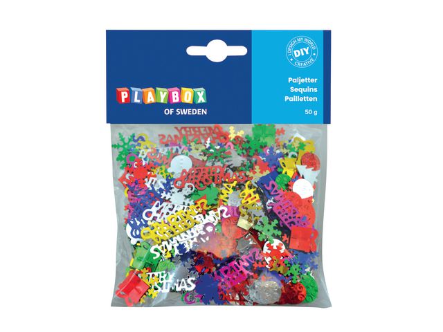 PLAYBOX Paljetter Julmotiv 50g, fp om 50 g