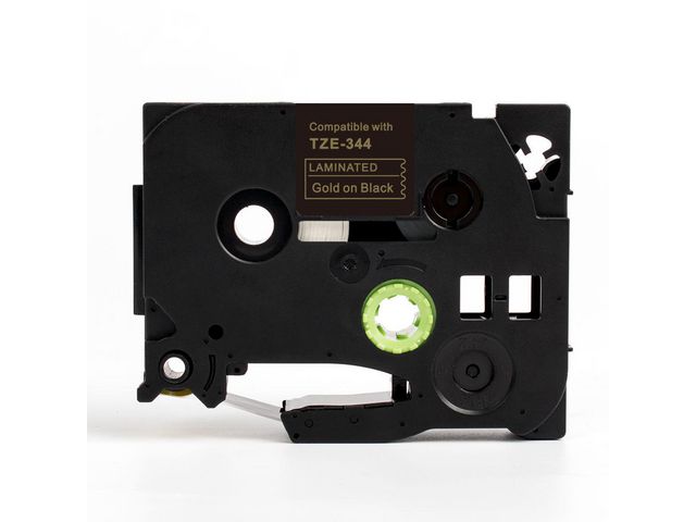 Tape 18mm TZe-344 Guld på Svart, st