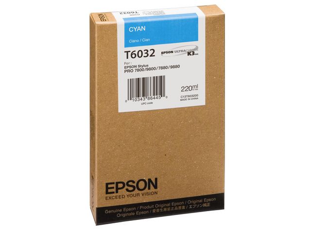 Epson Bläckpatron, T6032, cyan, singelförpackning, C13T603200, st