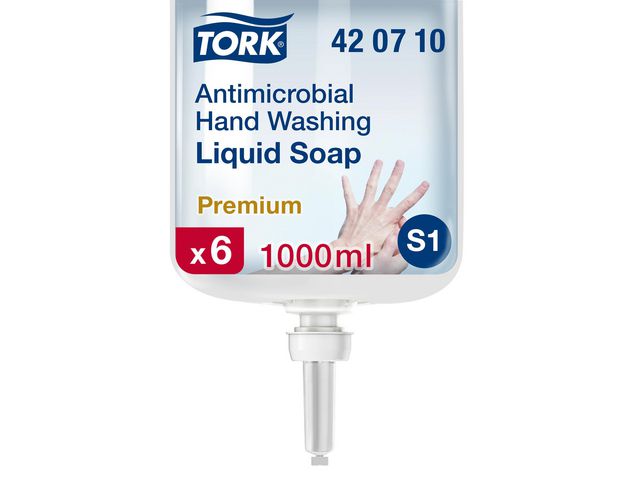 Tork Handtvål S1 Antimikrobiell Flytande 1l, flaska om 1 l