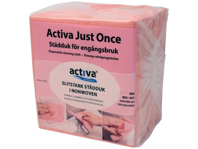 Activa Städduk JustOnce engångs röd 100/FP, fp om 100 st