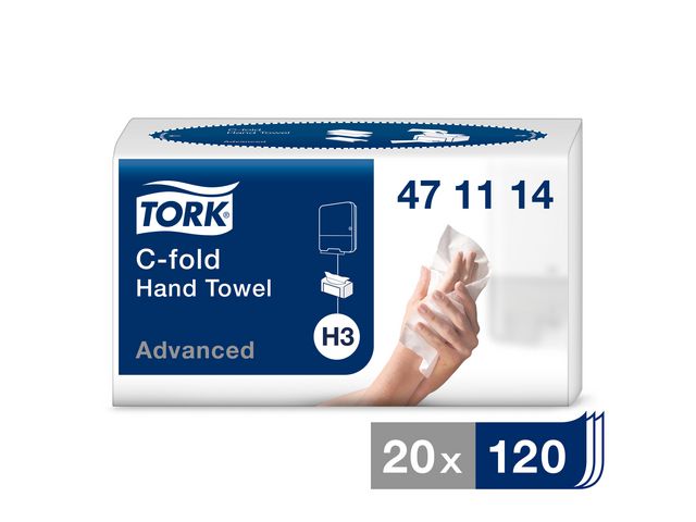Tork Pappershandduk Advanced H3 2-lag vit, fp om 20 x 120 st