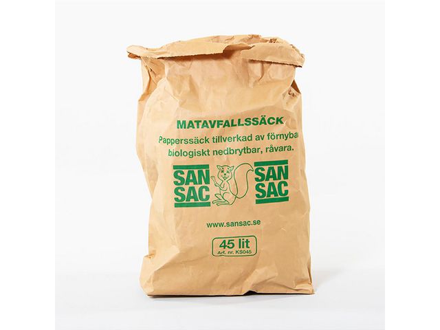 SAN SAC Matavfallspåse papper 45L, fp om 20 st
