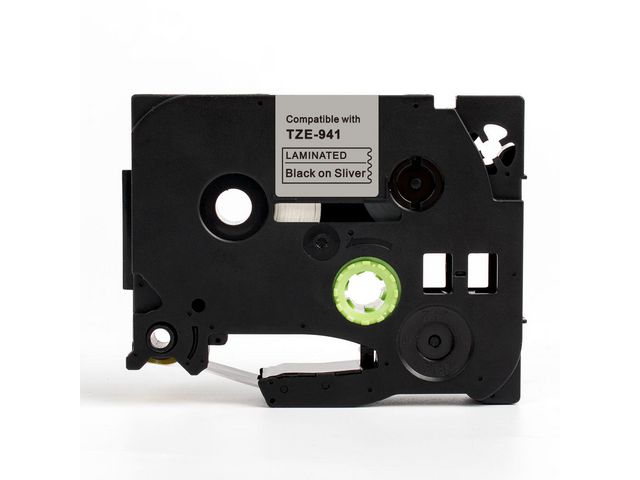 Tape 18mm TZe-941 Svart på Silver, st