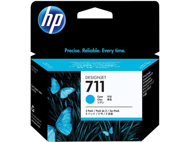 HP Bläckpatron CZ134A 711 Cyan 3/FP, fp om 3 st