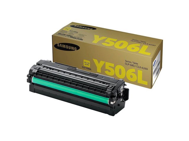 Samsung Toner med hög kapacitet, CLT-Y506L, gul, singelförpackning, SU515A, st
