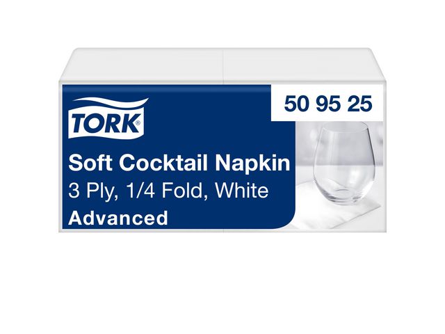 Tork Servett Vit 3-lgr, 24x24cm, fp om 200 st