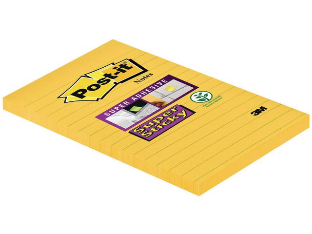 Post-it® Notes SS linjerade 660-S 102x152mm 75 blad neon gul, block om 75 blad