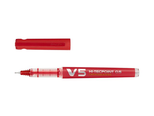 Pilot Begreen Bläckkulpenna, Begreen Hi-Tecpoint V5 rollerballpenna med stift, extra tunn spets på 0,5 mm, röd, st