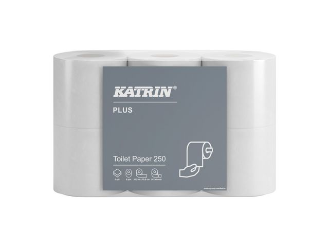 KATRIN Toalettpapper Plus 250 2-lager, vit, krt. om 7 x 6 rullar