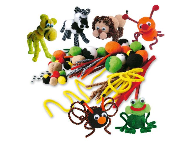 PLAYBOX Pysselset pompomdjur, fp om 24 st