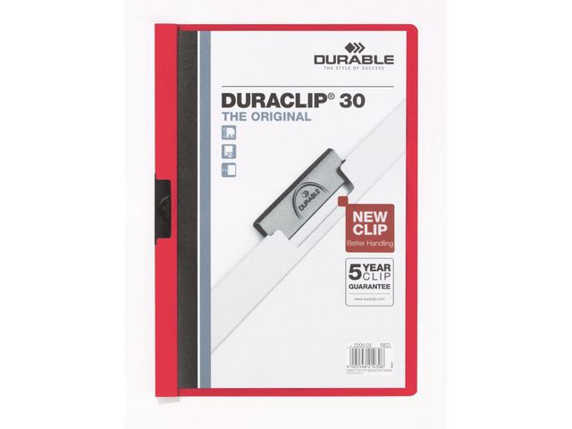 Durable Klämmapp Duraclip 2200 A4 3mm röd, st