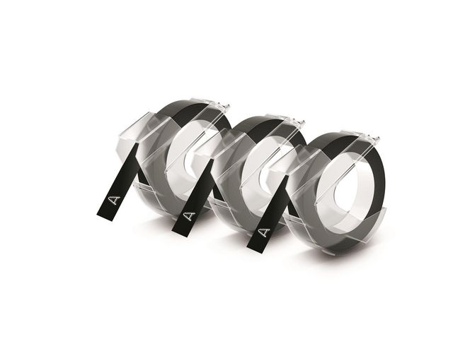 Dymo Präglingsband 9mmx3m svart, fp om 3 st