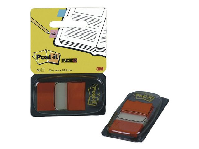 Post-it® Indexflikar, medium, 25,4 x 43,2 mm, orange, 680-4, block om 50 st