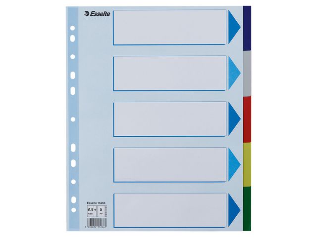 Esselte Register PP A4+ 5-del flerfärgat, set om 5 blad