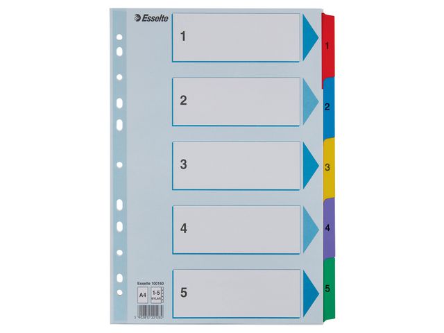 Esselte Plastregister Mylar, 297 x 245&nbsp,mm, 60g, olika färger, st