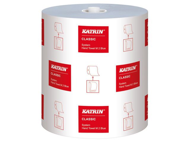 KATRIN Torkrulle System M2, 2-lager blå, rulle om 580 st