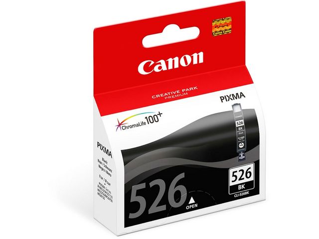 Canon Bläckpatron, PIXMA CLI-526 BK, 4540B001, ChromaLife100+, svart, singelförpackning, st