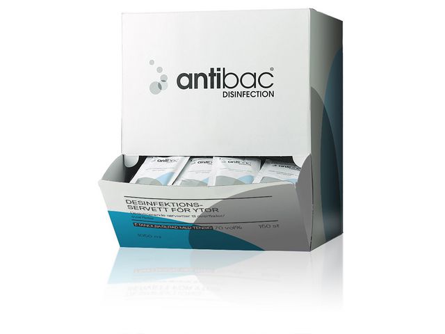 antibac Desinfektionsservett yta singelpack, fp om 150 st