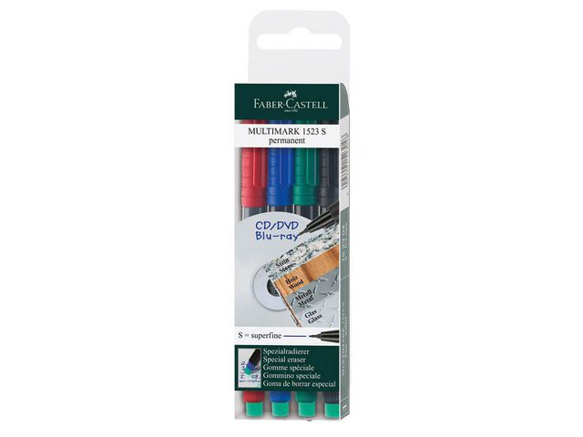 Faber-Castell Märkpenna VF Multimark Permanent S sorterade färger, fp om 4 st