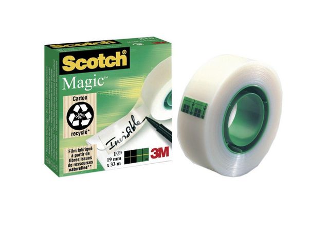 Scotch® Magic™ osynlig kontorstejp, 12 mm x 33 m, genomskinlig, rulle om 33 m