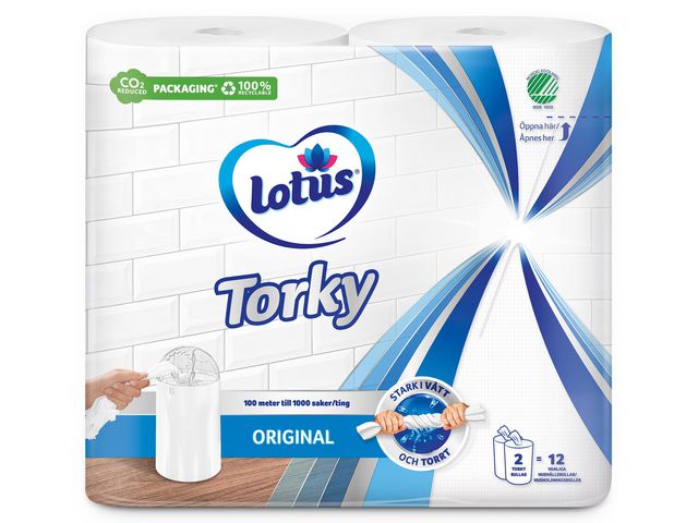 Tork Torkrulle Lotus Torky 1-lag vit, fp om 12 st