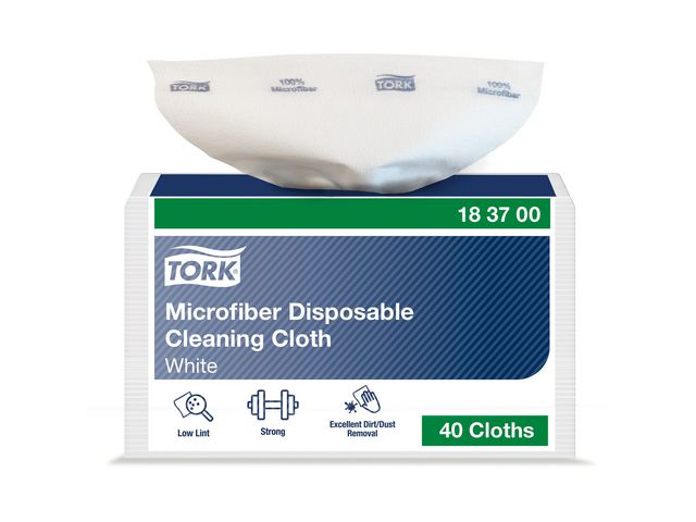 Tork Mikrofiberduk engångs vit, fp om 40 st