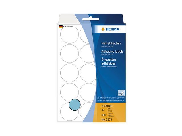 Herma Etikett Allround 32mm blå, fp om 480 st