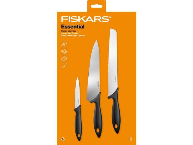 Fiskars Essential Knivset 3 delar, set om 3 st