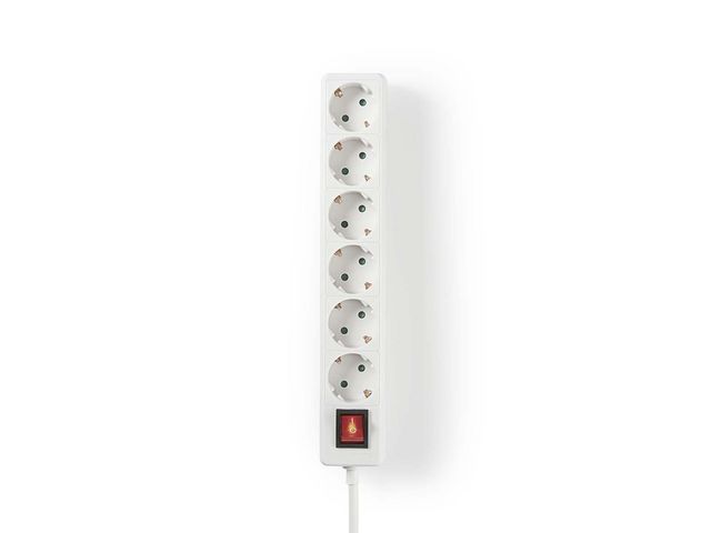 NEDIS Grenuttag Jordad 6-Väg 1,5m Vit, st