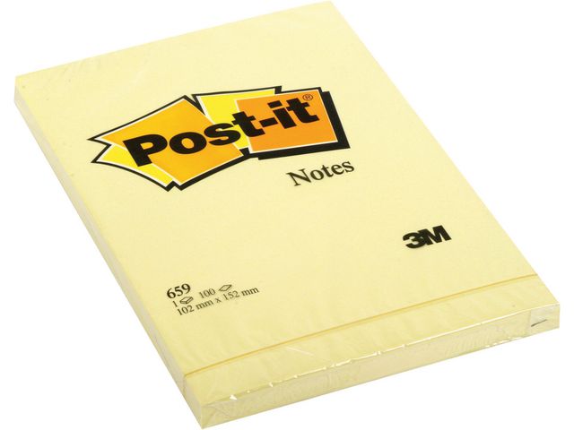 Post-it® Notes 102x152mm gul, block om 100 blad