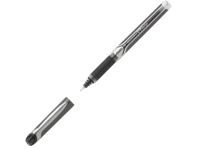 Pilot Bläckkulpenna, Hi-Tecpoint V7 Grip rollerballpenna med stift, tunn spets på 0,7 mm, svart, st